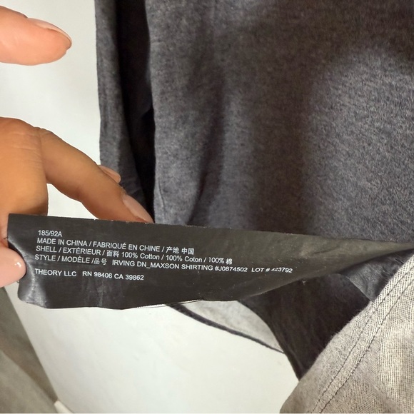 Theory Irving Maxson Button Down Long Sleeve 100% Brushed Cotton Flannel - Picture 5 of 6